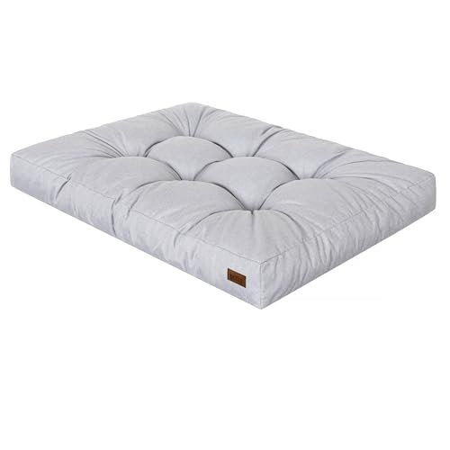 DOGGY Hundebett, Rechteckig Hundematratze, Hundecouch, mittel Hunde, Kissen, Korb, Haustier, Hundebox, Schlafplatz, Hundemöbel, [L] - 90 x 70 cm, Asche