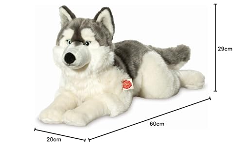 Teddy Hermann 92782 Hund Husky 60 cm, Kuscheltier mit idealem Recyclinganteil (Füllmaterial)