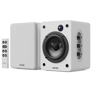 MAJORITY Bookshelf Bluetooth Speakers | Wireless Active Speakers Pair | Hi-Fi, 2.0 sound | Desktop, Monitor & PC | 60W, HD Sound, HDMI ARC, Optical, AUX & USB Playback, Remote Included D50X WHITE