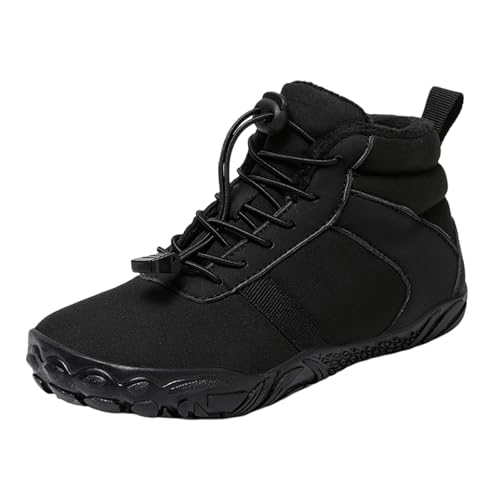 Botines de invierno para niño con forro térmico, botines altos para exteriores para niños, zapatos para clima frío, suela resistente, botas cómodas para uso diario, Negro , 28.5 EU