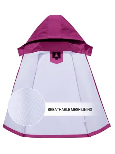 Image of SaphiRose Kids Waterproof Rain Jacket Mesh Lined with Removable Hood | Lightweight rain coat, windproof, breathable, school, camping, travel, outdoor play, boys and girls