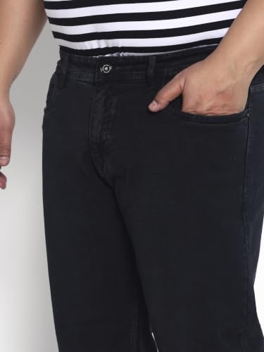 Image of Cotton Comfort Fit Jeans for Men | Full-Length Solid Denim Pants with Button Closure, Embroidered Design, Mid-Rise Casual Trousers for Daily | Classic Jeans for Office Bottoms (DI-249)