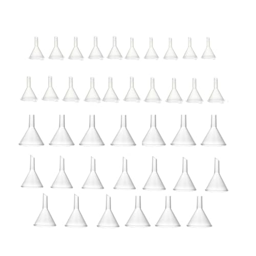Acrylic 40 petits entonnoirs en plastique transparent, Mini entonnoir de voyage en plastique pour verser de petits parfums échantillons, émulsion, épices