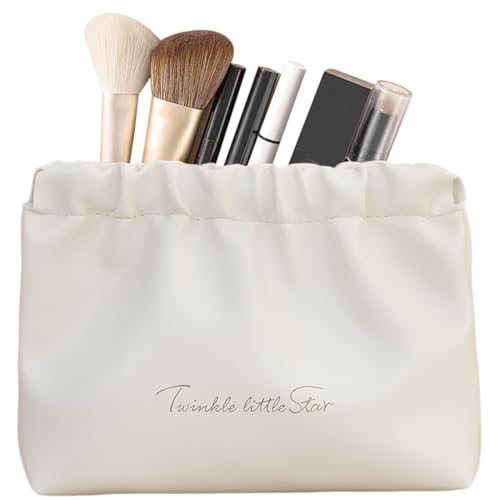 KEWUF Bolsas de Maquillaje de Lona Bolsa de Cosméticos con Cremallera Neceser de Maquillaje Monedero Carteras Bolso de Embrague Bolsa de Monedero para el Almacenamiento de Cosméticos - Blanco