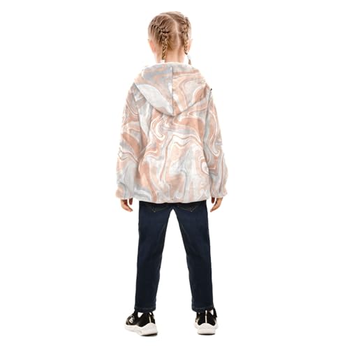 OTVEE Khaki Marble Texture Kids Hoodie Jacket Fall Spring Full Zip Warm Outwear Coat4
