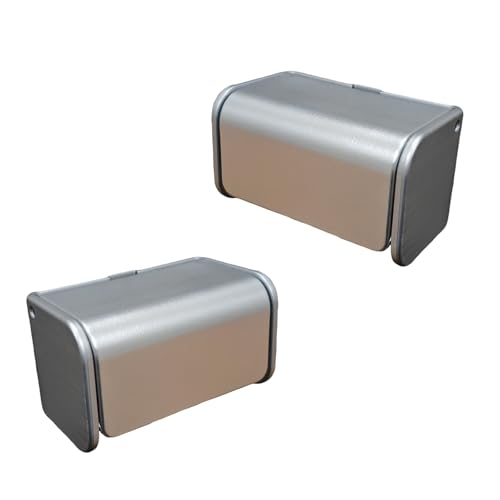 2 PCS Toothbrush Holder Wall Mounted with Cover for Bathroom, 2 Slots Toothbrush Storage Organizer for Shower, Self Adhesive Toothbrush Hanger Rack for Dorm, Cabinet (Brushed Silver)