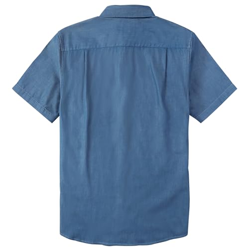 Image of Dubinik Mens Short Sleeve Button Down Shirts Soft Breathable Summer Vintage Regular Fit Lightweight Men's Casual Shirt