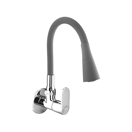 JABRA Opal Sink Cock Neck Faucet, Flexible Silicone Swivel Spout Deck Wall Mounted Tap for Kitchen/Bathroom/Hotel | Fast Water Flow, Stylish & Modern, Chrome Finish, Home Items, Matt Grey-(Dual Flow)