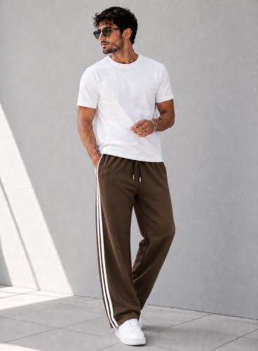 Image of ENDEAVOUR WEAR Men's Baggy Striped Relaxed Oversized Fit Track Pants | Cotton Rich Fabric | Straight Loose Fit Non-Cuffed | Gym, Streetwear & Casual Comfort Track Pants Lounge Pants