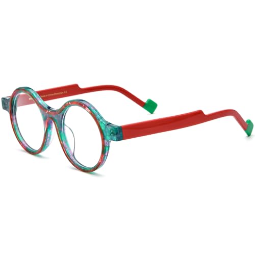 Image of HEPIDEM Multicolor Acetate Glasses Frame Women,Oversize Round Optical Eyeglasses 9345