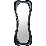 Bois MDF Miroir sur Pied en Forme de Bois MDF laqué Noir 70 x 4 x 175 cm