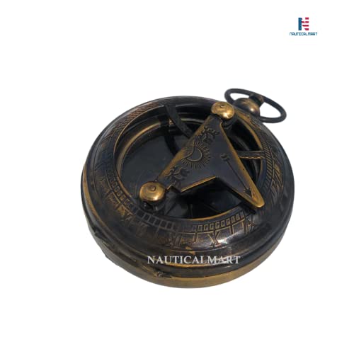 Brújula de bolsillo de latón con botón pulsador miniatura 3