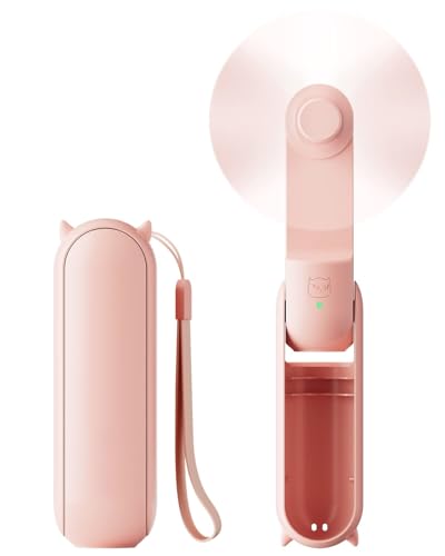 Image of Desidiya Mini Handheld Personal Portable Folding Cooling Hand Fan Rechargeable With 3 Speed Pocket Fan For Home Office Travel Use By Women And Men (Pink) ,8 Centimeter