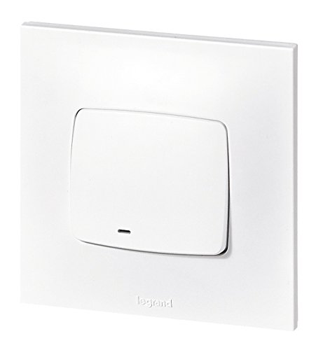 LEGRAND - Interrupteur ou Va-et-vient Neptune 10A - Commande d'Éclairage Monobloc avec Voyant (Fourni) - Prêt à Installer - Blanc