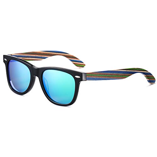 Image of DUCO Polarized Driving Handmade Walnut Wooden 100% UV 400 Protection Sunglasses for Men 2141