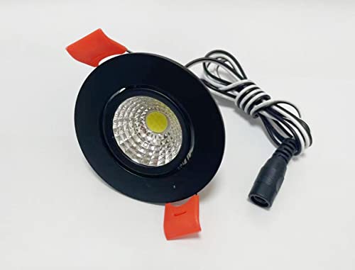 Image of Dimmable 2pcs /Lots 2inch DC 12V 3w COB epistar led, led Ceiling /Puck Light,Spotlight, dimmable,White or siliver Shell. (Pure White, Black Shell)