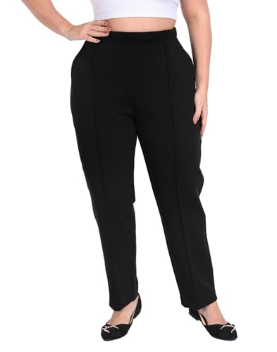 HDE Womens Plus Size Pull On Pintuck Pants Casual Dressy Sweatpants with Pockets