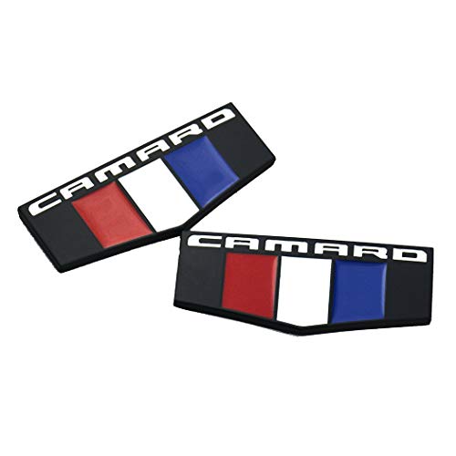 Image of 2X Camaro M Emblems 3D Metal Badge Front Right Left Fender Replacement for Camaro Ss Rs Zl1 (Black White)
