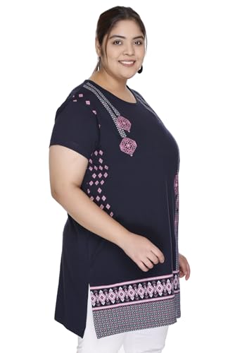 Image of Women Printed Cotton Tshirt with Side Slits & Pocket