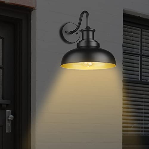 Diyel Dusk to Dawn Outdoor Barn Lights Outdoor Wall Sconces Farmhouse Exterior Wall Mount Light Vintage Outside Lighting Fixture Industrial Black Lanterns for Porch Garage Shed Patio, 2 Pack by Diyel - Used condition - Image 7