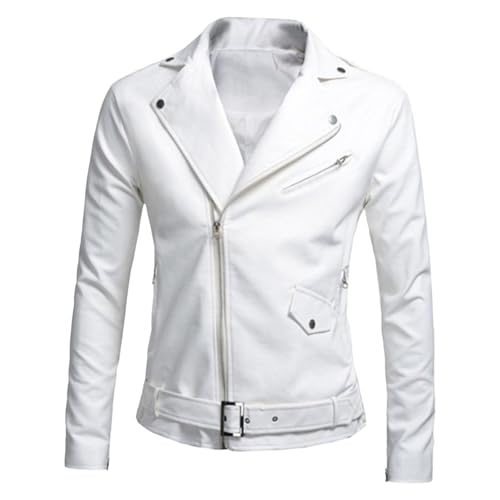Chaqueta de cuero sintético para hombre estilo motociclista
