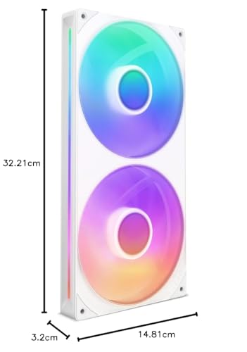 NZXT F280 RGB Core - Unidad de ventilador monocasco de 280 mm con 2 ventiladores RGB de 140 mm - Control de velocidad e iluminación - Alta presión estática y flujo de aire - 8 LED aRGB - Blanco - imagen 10