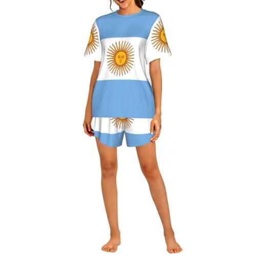 Pyjama manches courtes femme drapeau argentin : vêtement de nuit doux et respirant