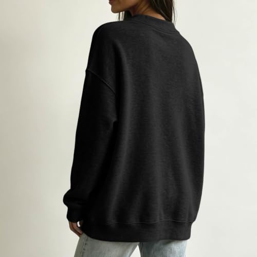 Crewneck Sweatshirts Women Fall Y2k Vintage Fleece Oversized Sweatshirt - image 4