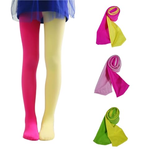 Pack of 3 Toddler Girls Dancing Tights Double Color in One Footed Velvet Leggings Stockings Pantyhose For 2-8 Years