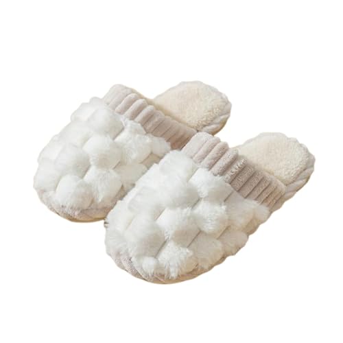 Checkered Slippers for Womens Mens Winter Fashion House Slipper Warm Winter Shoes Kawaii Non-slip Home Floor Shoes Furry Comfy Indoor Outdoor Shoe Unisex