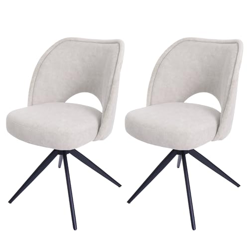 Mendler Lot de 2 chaises de Salle à Manger HWC-N72 Textile (420g/m²) Oeko-Tex crème