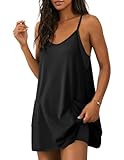 Ekouaer Womens Athletic Romper Dress Summer Tennis Active Sports Mini Dresses Built in Shorts Travel Vacation Outfits A Black L