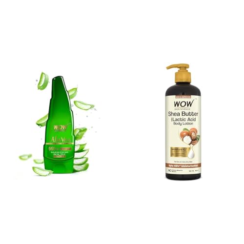 Image of WOW Skin Science Shea Butter and Cocoa Butter Moisturizing Body Lotion & WOW Skin Science 99% Pure Aloe Vera Gel for Face