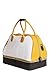 Leather Golf Set Cart Clubs Bag, Duffle Bag & Accessories Bag | Handmade to Order in Italy | Soft Pebble-Grain Waterproof Leather Elegant Luxury Golf Bags (White/Dark Brown/Yellow)