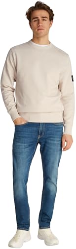 Calvin Klein Herren Sweatshirt Badge Crew Neck aus Baumwolle, Beige (Oatmeal), XXS – Ansicht 4