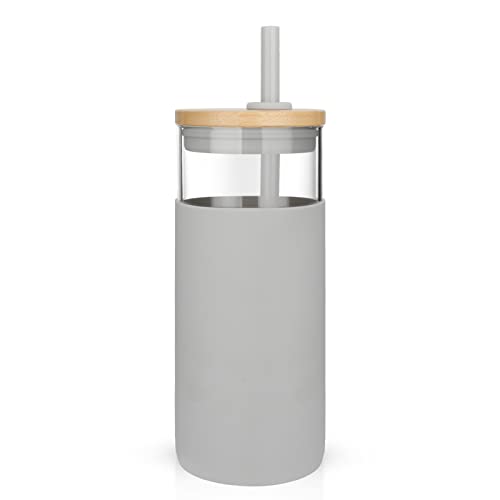 Tronco 20 oz Glass Tumbler with Lid and Straw, Iced