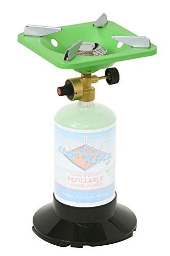 Image of Flame King YSNVT-508 Portable BottleTop Camping Stove with Stable Lightweight Base Stand, Great for Outdoor Cooking, Backpacking, Compatible with 1LB Propane Gas Bottle | camping-stoves