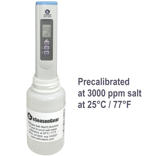eSeasongear SALT-3050 Waterproof Tester, Digital Salinity PPM Temperature Meter for Salt Water Pool and Koi Fish Pond