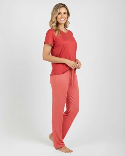 Image of Real Essentials 2 Pack: Women's Comfy Pajama Sets - Short Sleeve Ladies Loungewear Sleepwear PJs (Available In Plus)