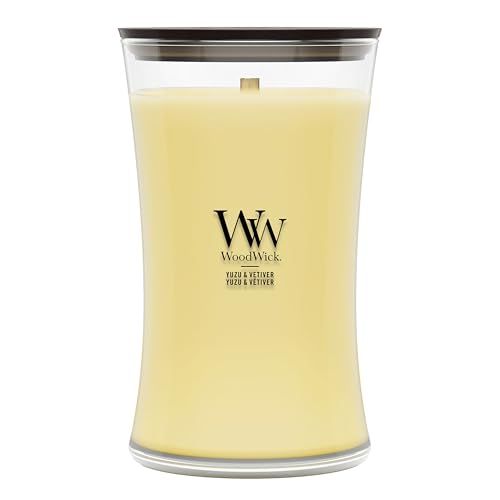 WoodWick Bougie parfumée | Grande bougie sablier | Yuzu & Vétiver | Cadeaux parfaits pour femmes