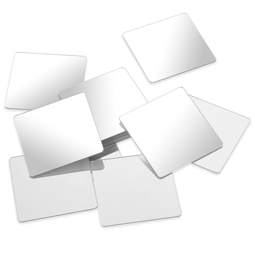 Trinkrittey 20 espejos acrílicos cuadrados pequeños autoadhesivos 5 x cm miniespejo acrílico