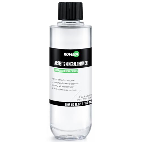 KOVIEDE Odorless Mineral Spirits 5.07 fl oz (150ml) - Purified Mineral Spirits for Oil Painting Highly Refined Paint Solvent Cleaning Brushes & Artist Mediums