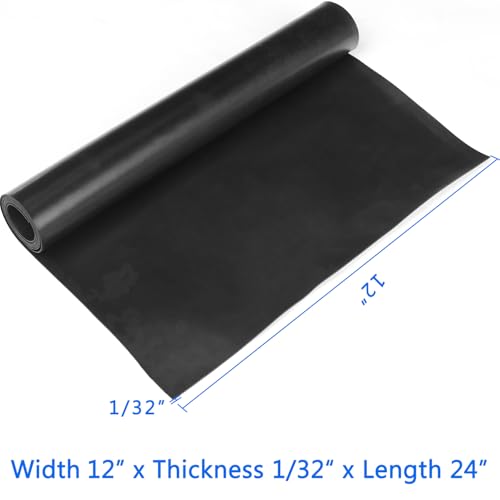 Image of WochiTV Solid Rubber Sheets, 12 inch Wide x 1 /32 inch Thick x 24 inch Long Neoprene Rubber Strips Rolls Perfect for DIY Gasket Material, Sealing, Liner, Shield, Padding, Mat