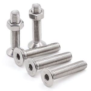 Glvaner M6-1.0 x 25mm Flat Socket Head Cap Screws and M6-1.0 Hex Nuts, 304 Stainless Steel 18-8, Full Coarse Thread - Image 4