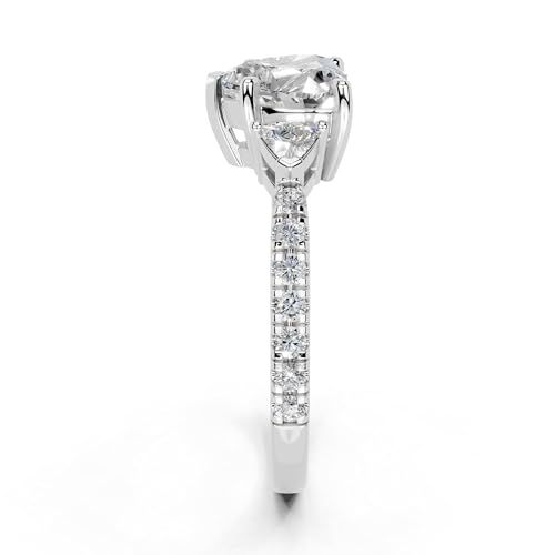 IGI Certified Lab Grown Diamond Engagement Ring with Trilliant Side Diamonds & Pave Band For Women3