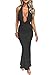 LuFeng Women's Sexy Sleeveless Summer Dress Backless Deep V Neck Halter Bodycon Maxi Party Dress Black