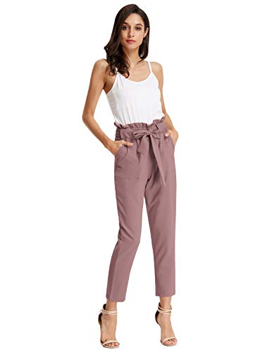 Women's Casual Pants Ol Classic Pencil Stripe Trousers Small Puce Size S #TOP4