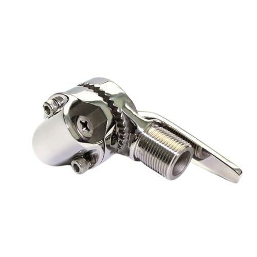 Image of Marine VHF Antenna Mounts, Ratchet Mount, 316 Stainless Steel Rail Mount Adjustable Antenna Base for Boat (Clamp-on Antenna), Silver