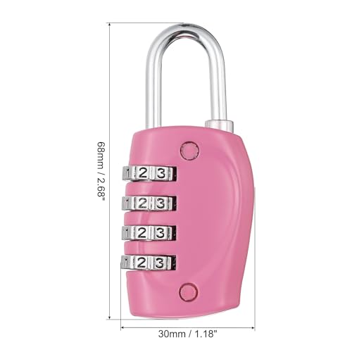 Image of PATIKIL Combination Lock, 4 Digit Outdoor Padlock Waterproof Locker Lock for Luggage Suitcase, Gym Locker, Fence, Filing Cabinets, Toolbox, Gate, Pink