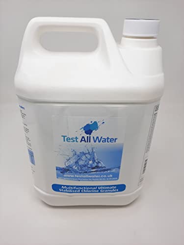 Testallwater - Multifunctional Chlorine Granules | Rapid Dissolving & Stabilised | Minimises Sunlight Loss | With Clarifier & Algaecide | For Pools & Spas | 5kg | Pool Shock Chlorine